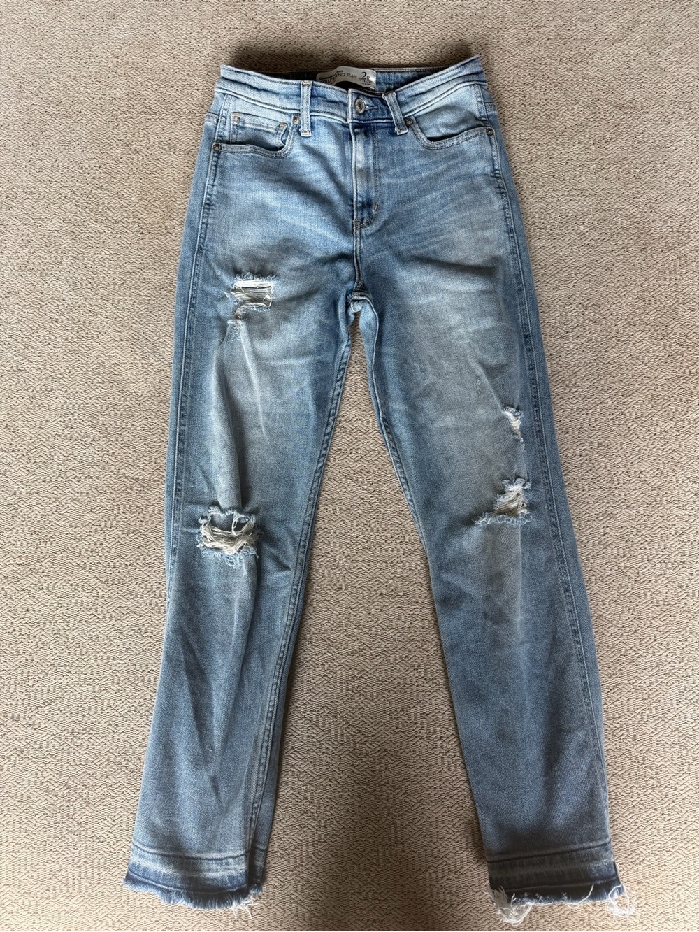 Abercrombie & Fitch High Rise Girlfriend Jeans Distressed Blue Size 2R W26 L27